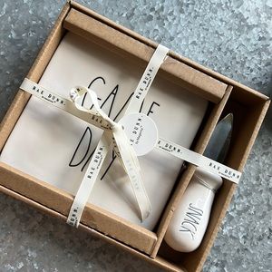 Rae Dunn Game Day Football Spread Plate and Knife Spreader Serving